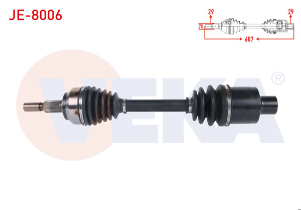 VEKA JE-8006 | Komple Aks Sağ On Uzunluk 607mm Jeep Grand Cherokee III (Wh,Wk) 3.0 Crd 2005-2010 / Commander (Xk) 3.0 Crd 2005-2010