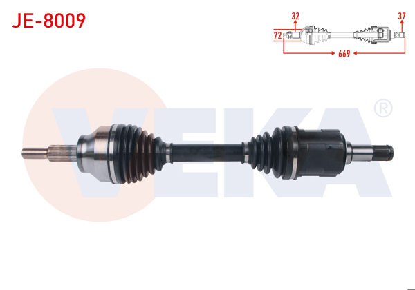 VEKA JE-8009 | Komple Aks Sol Ön Uzunluk 669mm Jeep Grand Cherokee IV (Wk,Wk2) 3.0 Crd 2010 -
