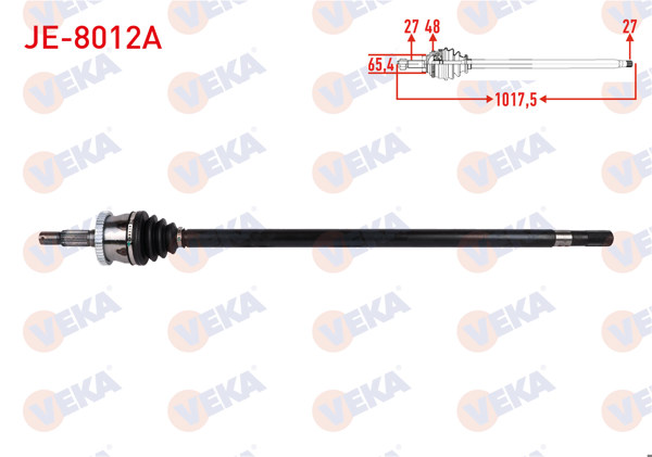 VEKA JE-8012A | Komple Aks Sağ On ABS'li 48 Dıs Uzunluk 1017,5mm Jeep Grand Cherokee II 2.7 Crd-3.1 TD-4.7 V8 4X4 A-T / M-T 1999-2005