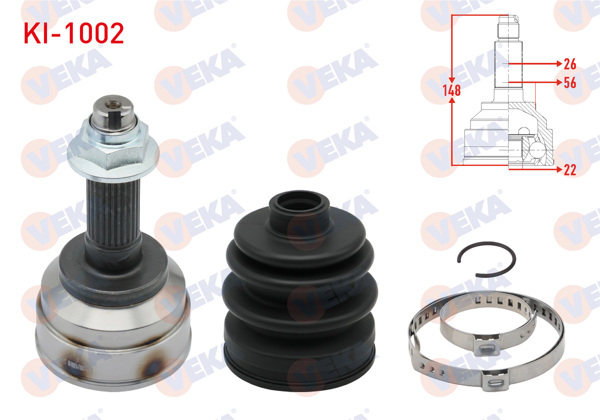 VEKA KI-1002 | Aks Kafası Sol-Sağ On Dıs Kia Sephıa (Fa) 1.5İ 16V 26X22x56 Uzunluk 148 mm 1993-2001