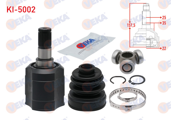 VEKA KI-5002 | Aks Kafası Sol-Sağ On Ic 25X22x35 Uzunluk 157,5mm Kia Cerato (Ld) 1.6İ A-T 2004-2012