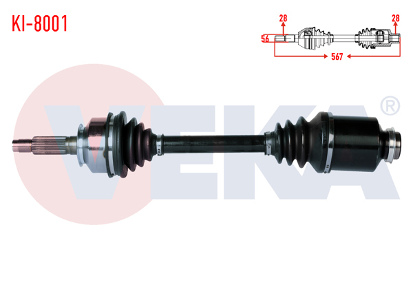 VEKA KI-8001 | Komple Aks Sağ On Kia Sorento I (Jc) 2.5 CRDI A-T Uzunluk 567mm 2002-2009