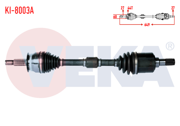 VEKA KI-8003A | Komple Aks Sol Ön Kia Cerato (Ld) 1.6 CRDI M-T ABS'li 44 Dıs Uzunluk 649mm 2004-2012