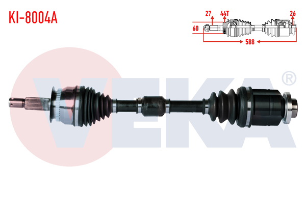 VEKA KI-8004A | Komple Aks Sağ On Kia Cerato (Ld) 1.6 CRDI M-T ABS li 44 Dıs Uzunluk 588mm 2004-2012