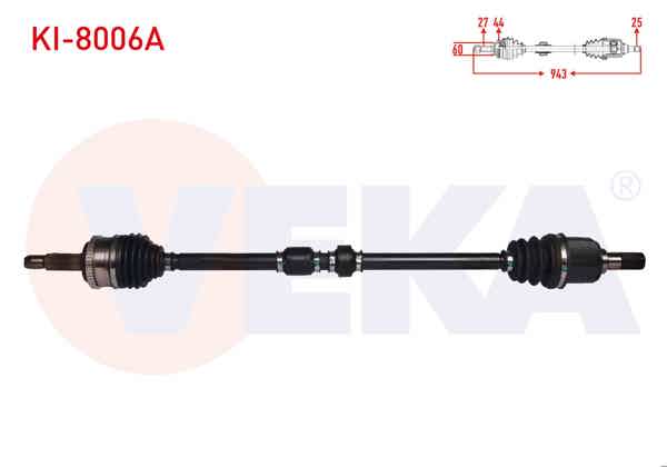 VEKA KI-8006A | Komple Aks Sağ On Kia Ceed 1.6 CRDI ABS'li 46 Dıs A-T Uzunluk 943mm 2006-2012