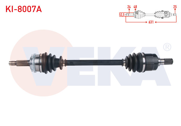 VEKA KI-8007A | Komple Aks Sol Ön ABS li 48 Dıs Uzunluk 631mm Kia Picanto (Ba) 1.1İ M-T 2004-2011