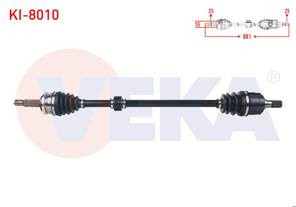 VEKA KI-8010 | Komple Aks Sağ On Uzunluk 881mm Kia Picanto (Ja) 1.25 Mpı M-T 2017 -