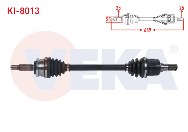 VEKA KI-8013 | Komple Aks Sol Ön Uzunluk 649mm Kia Picanto (Ja) 1.0 M-T 2018 -