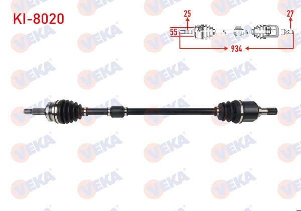 VEKA KI-8020 | Komple Aks Sağ On Uzunluk 934mm Kia Stonıc 1.0 T-GDI 7 Dct 2017 -