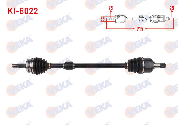 VEKA KI-8022 | Komple Aks Sağ On Uzunluk 915mm Kia Stonıc 1.0 T-GDI 6 M-T 2017 -
