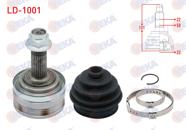 VEKA LD-1001 | Aks Kafası Sol-Sağ On Dıs 22X22x50 Uzunluk 131 mm Lada Samara 1500 1986-1994 / Vega 1.5 2000 -