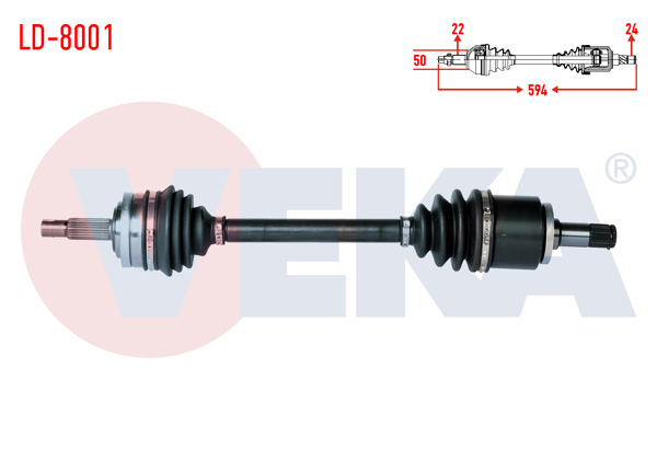 VEKA LD-8001 | Komple Aks Sol Ön 6 Bılyalı Tip Uzunluk 594mm Lada Samara 1500 1986-1994 / Vega 1.5 2000 -
