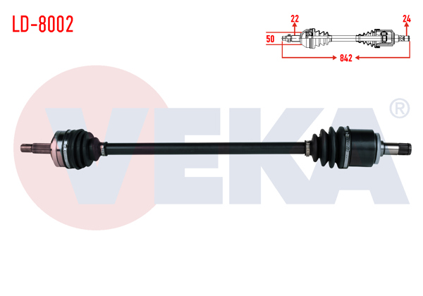 VEKA LD-8002 | Komple Aks Sağ On 6 Bılyalı Tip Uzunluk 842mm Lada Samara 1500 1986-1994 / Vega 1.5 2000 -