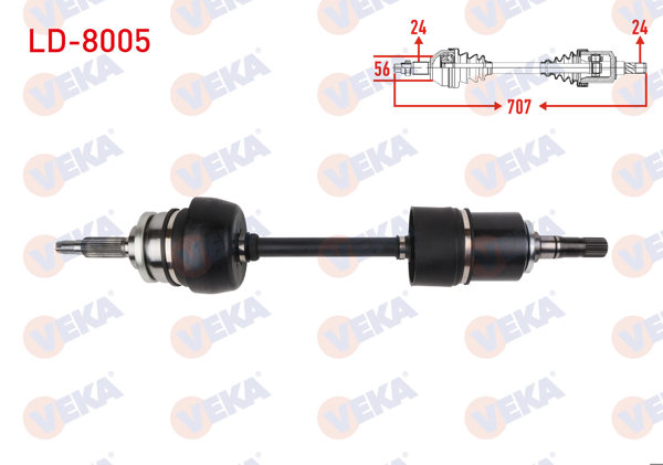 VEKA LD-8005 | Komple Aks Sol Ön Uzunluk 707mm Lada Nıva (Yeni Model) 1.7 M-T 2000-2015