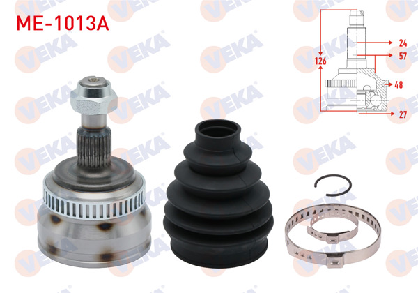 VEKA ME-1013A | Aks Kafası Sol-Sağ Dıs Mercedes A Serisi (W168) A 190 M-T ABS li 48 Dıs 24X27x57 Uzunluk 126 mm 1997-2004