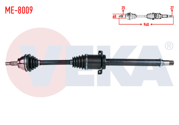 VEKA ME-8009 | Komple Aks Sağ On Mercedes A Serisi (W169) A 150 A-T Uzunluk 948mm 2004-2012