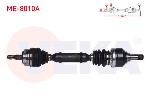 VEKA ME-8010A | Komple Aks Sol Ön ABS'li 48 Dıs Uzunluk 572 mm Mercedes A Serisi (W168) A 160 A-T / M-T 1997-2004 / Vaneo (414) 1.7 CDI M-T 2002-2005