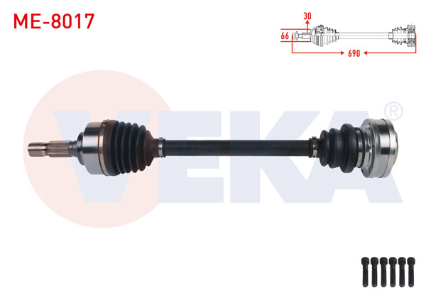 VEKA ME-8017 | Komple Aks Sol-Sağ On Uzunluk 690mm Mercedes Sprinter 5T (906) 4X4 2006 -