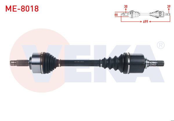 VEKA ME-8018 | Komple Aks Sol Ön Uzunluk 699mm Mercedes Vito (W447) 111 CDI-114 CDI-116 CDI 2014 -