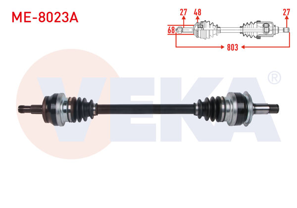 VEKA ME-8023A | Komple Aks Sol-Sağ Arka ABS'li 48 Dıs Uzunluk 803mm Mercedes E Serisi (W212) 200-220-350 CDI 2009-/ Glk Serisi (X204) 220 CDI 2008 -