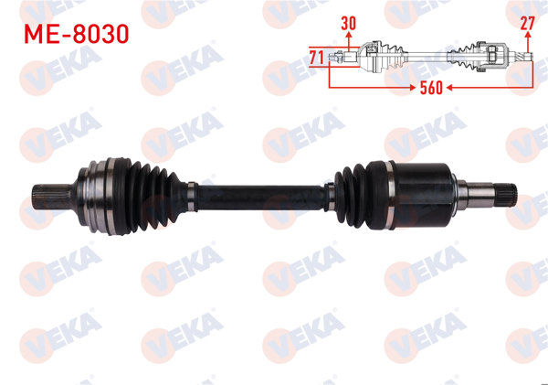 VEKA ME-8030 | Komple Aks Sağ On Uzunluk 560mm Mercedes S Serisi (W221) S320 S350 4-Matic 2005-2013 / E Serisi (W212) E 63 Amg 4-Matic 2013-2016 / CLS (C218) Amg 4-Matic 2013-2017