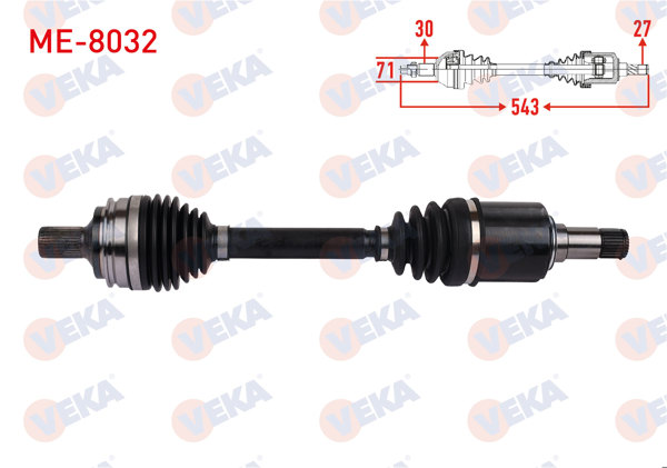VEKA ME-8032 | Komple Aks Sağ On Uzunluk 543mm Mercedes E Serisi (W212) E250 220 300 350 400 500 4-Matic 2009-2016 / CLS (C218) Cls250 350 400 Bluetech 2011-2017