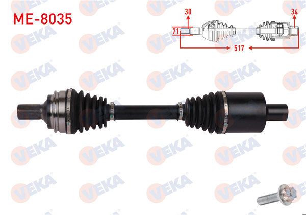 VEKA ME-8035 | Komple Aks Sol Ön Uzunluk 517mm Mercedes Glk-Serisi (X204) 350 CDI 2012-2015