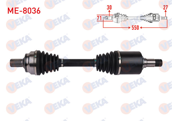 VEKA ME-8036 | Komple Aks Sağ On Uzunluk 550mm Mercedes Glk-Serisi (X204) 350 CDI 2012-2015