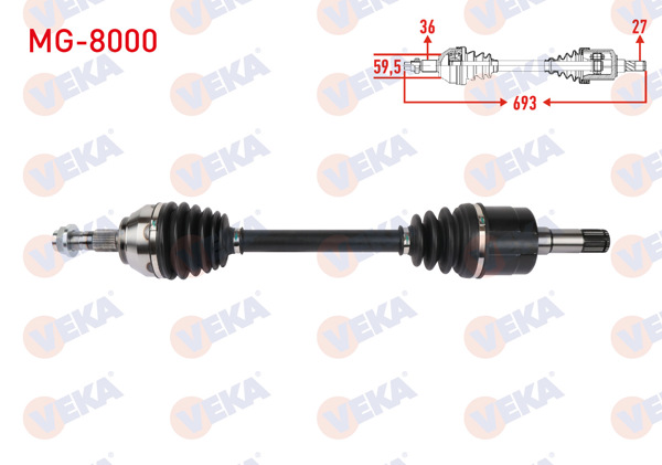 VEKA MG-8000 | Komple Aks Sol Ön Uzunluk 693mm Mg Zs 2021 -