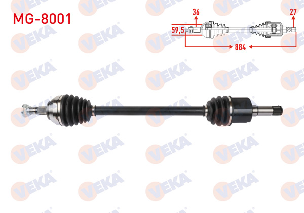 VEKA MG-8001 | Komple Aks Sağ On Uzunluk 884mm Mg Zs 2021 -