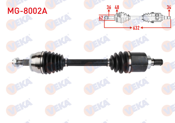 VEKA MG-8002A | Komple Aks Sol Ön Uzunluk 632mm ABS li 48 Dıs Mg Hs 2022 -
