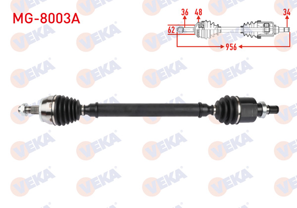 VEKA MG-8003A | Komple Aks Sağ On Uzunluk 956mm ABS'li 48 Dıs Mg Hs 2022 -