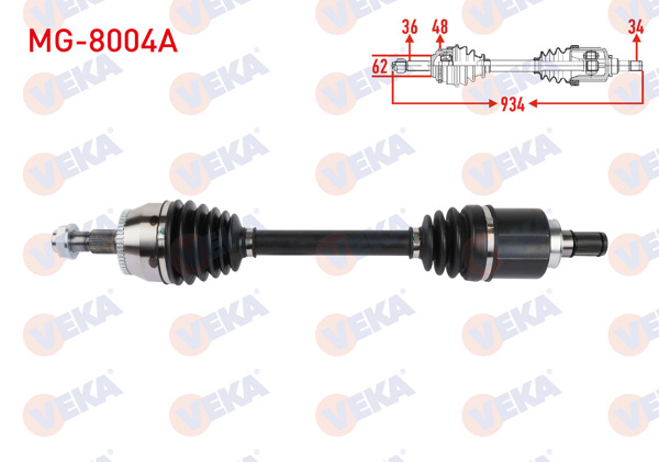 VEKA MG-8004A | Komple Aks Sol Ön Uzunluk 633mm ABS'li 48 Dıs Mg Hs 2022 -