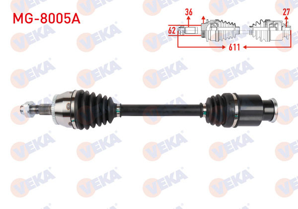 VEKA MG-8005A | Komple Aks Sağ On Uzunluk 611mm ABS'li 48 Dıs Mg Hs-2022 -