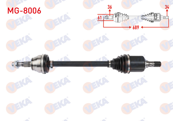 VEKA MG-8006 | Komple Aks Sol Arka Uzunluk 689mm Mg 4 2022 -