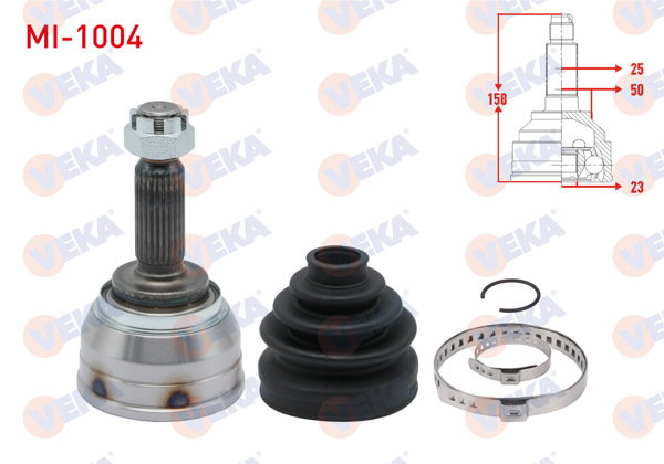 VEKA MI-1004 | Aks Kafası Sol-Sağ On Dıs 25X23x50 Uzunluk 158 mm Hyundai Accent Admıre 1.5 CRDI 2003-2006