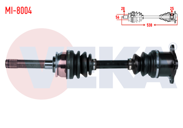 VEKA MI-8004 | Komple Aks Ön Sağ Mitsubishi L 200 (K7t,K6t) 2.5 TD 4X4 Uzunluk 537,5mm 1996-2007