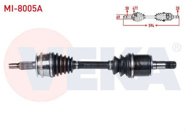 VEKA MI-8005A | Komple Aks Sol Ön ABS'li 47 Dıs Uzunluk 594mm Mitsubishi L200 (Ka_T, Kb_T) 2.5 Dı-D 4X4 07-15 / L200 (Kj_,Kk_,Kl_) 2.4 Dı-D 4X4 15-/ L200 (Kj_, Kk_, Kl_) 2.2 Dı-D 4X4 19-/ Fiat Fullback (502_, 503_) 2.4 D 4X4 16 -