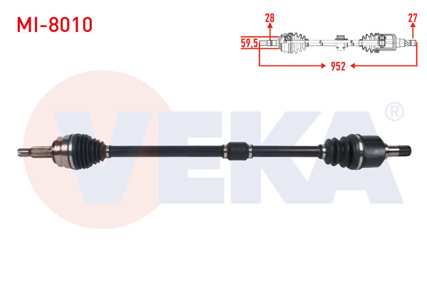 VEKA MI-8010 | Komple Aks Sağ On Uzunluk 952mm Mitsubishi Asx 1.6 M-T 2010 -