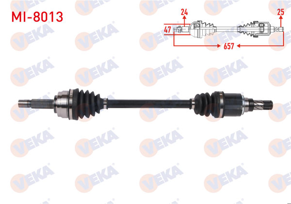 VEKA MI-8013 | Komple Aks Sol Ön Uzunluk 657mm Mitsubishi Attrage 1.2 2013-/ Space Star 1.2 2012 -