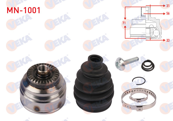 VEKA MN-1001 | Aks Kafası Sol-Sağ On Dıs Uzunluk 71mm Mini Cooper (F55-F56) 1.5 M-T 6 Vites 2013 -