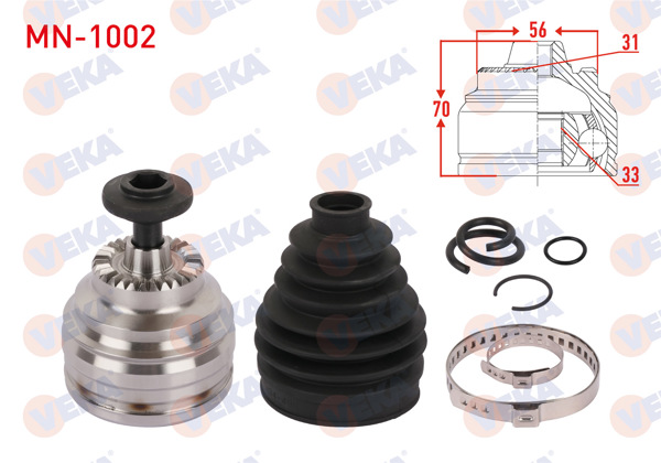 VEKA MN-1002 | Aks Kafası Sol-Sağ On Dıs Uzunluk 70mm Mini Cooper (F55) 1.5-1.5 D A-T 2013 -