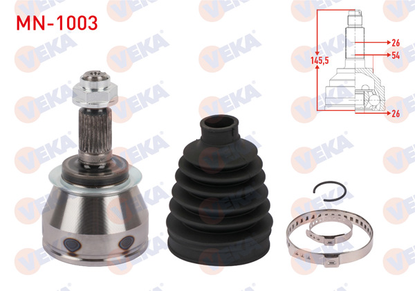 VEKA MN-1003 | Aks Kafası Sol-Sağ On Dıs Uzunluk 145,5mm Mini Cooper (R56) 1.6 D M-T-2006 -