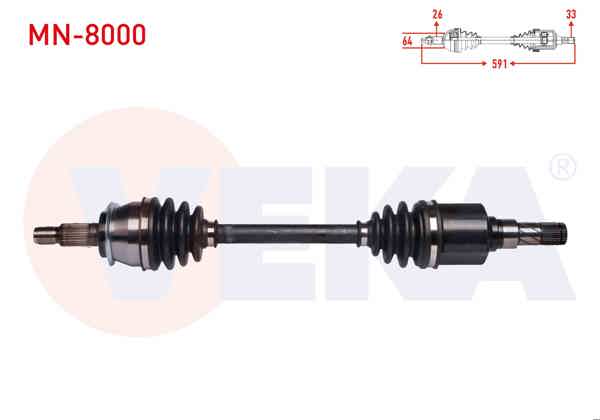 VEKA MN-8000 | Komple Aks Sol Ön Mini Cooper (R50,R53) 1.6 M-T Uzunluk 591 mm 2001-2006