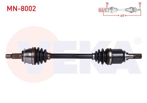 VEKA MN-8002 | Komple Aks Sol Ön Mini Cooper (R50,R53) 1.6 A-T Uzunluk 617 mm 2001-2006