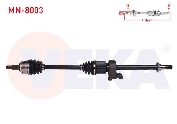 VEKA MN-8003 | Komple Aks Sağ On Mini Cooper (R50,R53) 1.6 A-T Uzunluk 894 mm 2001-2006