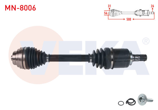 VEKA MN-8006 | Komple Aks Sol Ön Uzunluk 500mm Mini Cooper (F55) 1.5-1.5 D A-T 2013 -