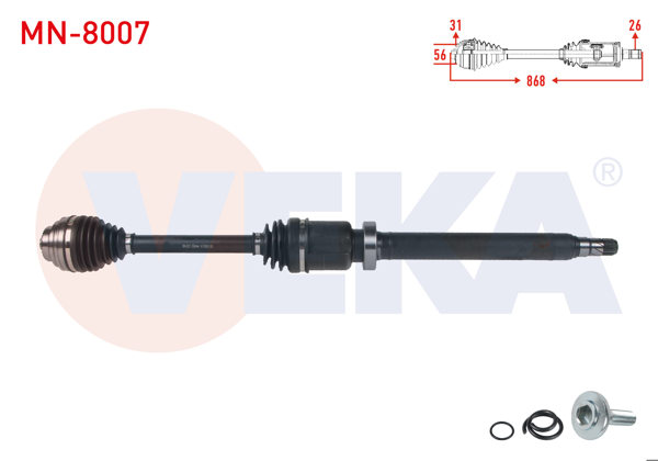 VEKA MN-8007 | Komple Aks Sağ On Uzunluk 868mm Mini Cooper (F55) 1.5-1.5 D A-T 2013 -