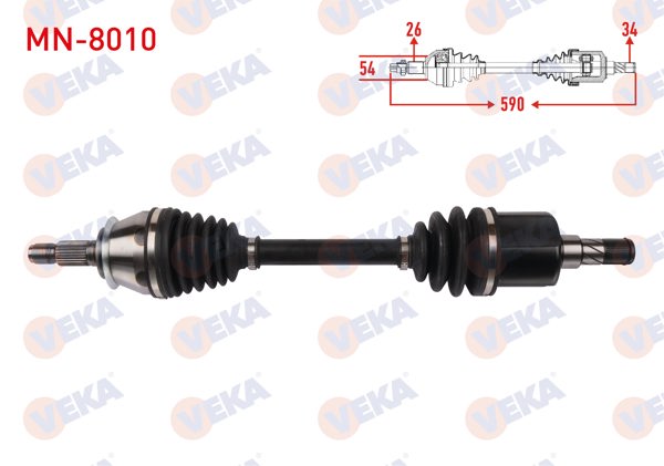 VEKA MN-8010 | Komple Aks Sol Ön Uzunluk 590mm Mini Cooper (R56) 1.6 D M-T-2006 -