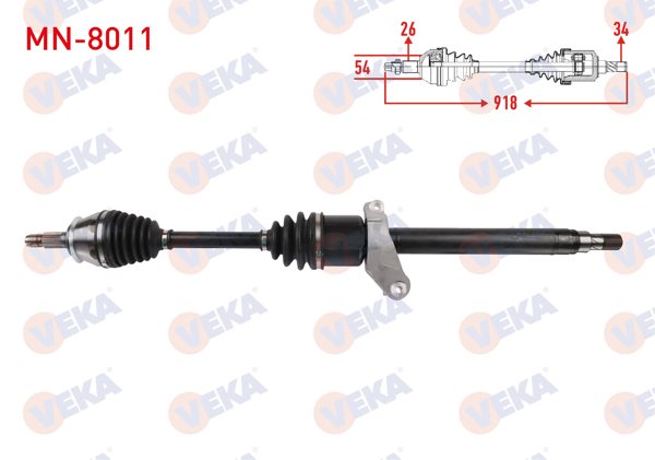 VEKA MN-8011 | Komple Aks Sağ On Uzunluk 918mm Mini Cooper (R56) 1.6 D M-T-2006 -